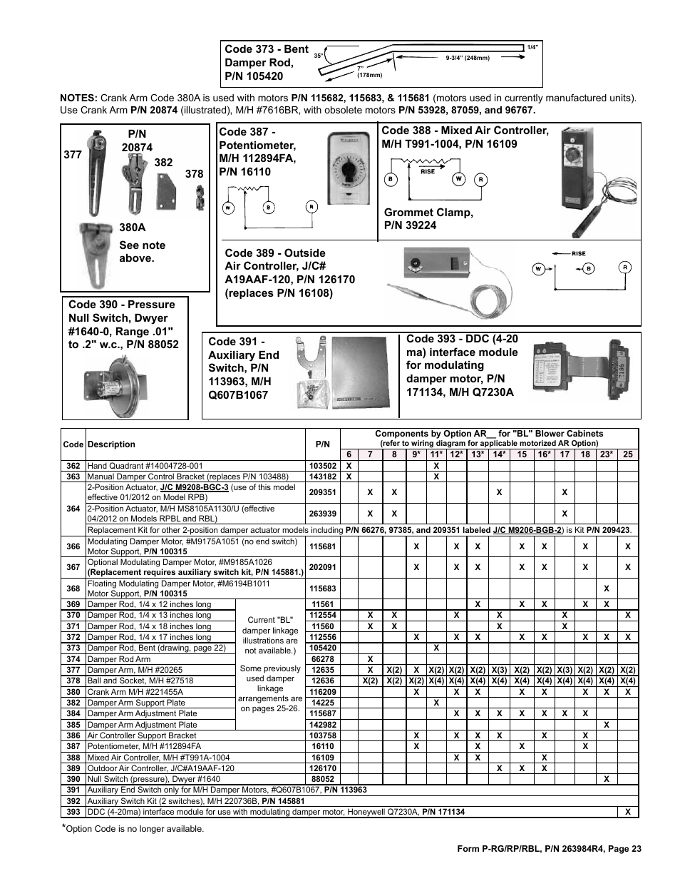 Air controller 23, Interface module 23, Auxiliary end switch 23 | Pressure null switch 23 | Reznor HRPD Parts Manuals User Manual | Page 23 / 44