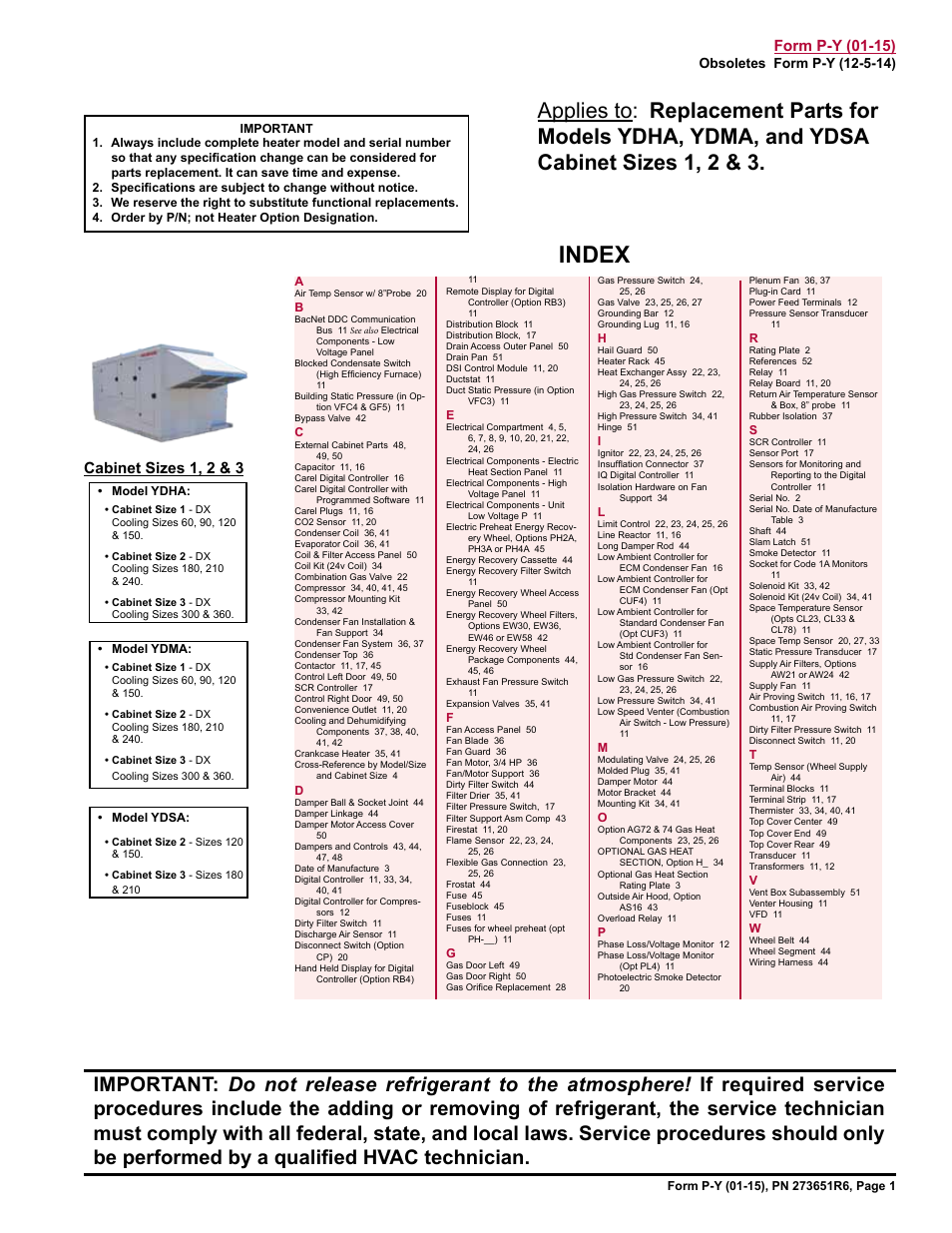 Reznor P125 YDSA Parts Manuals User Manual | 52 pages