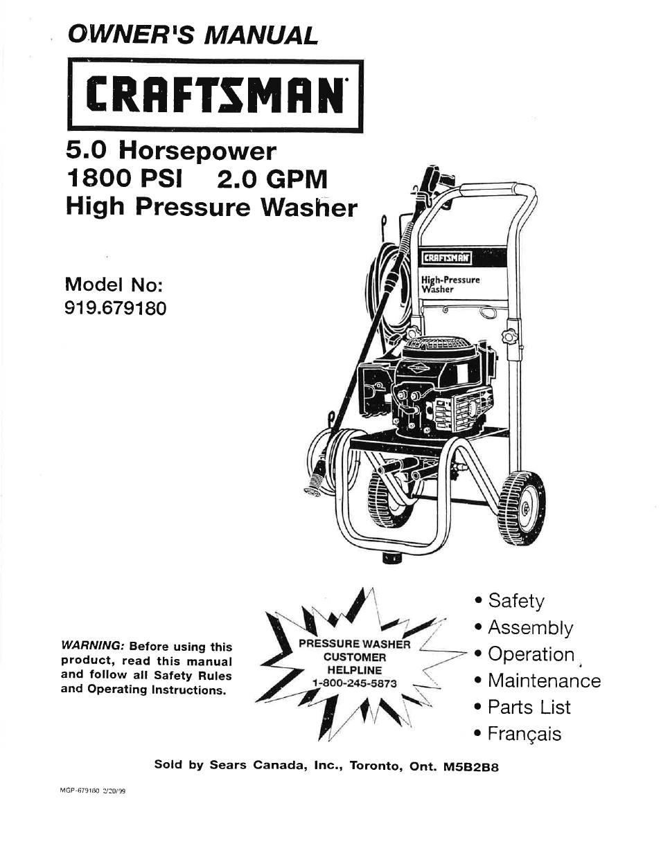 Craftsman 919.679180 User Manual | 33 pages