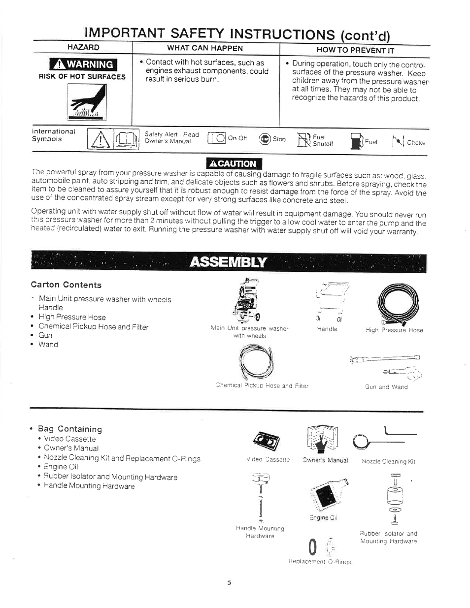 Important safety instructions (cont’d), Assembly | Craftsman 919.679180 User Manual | Page 5 / 33