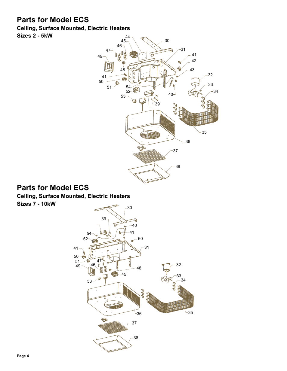 Parts for model ecs | Reznor EGW Parts Manuals User Manual | Page 4 / 12