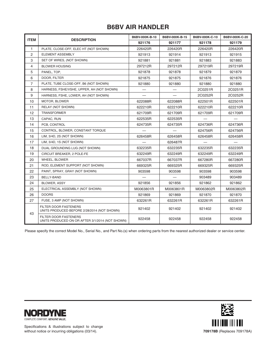 B6bv air handler | Reznor B6BMM Parts Manuals User Manual | Page 2 / 2