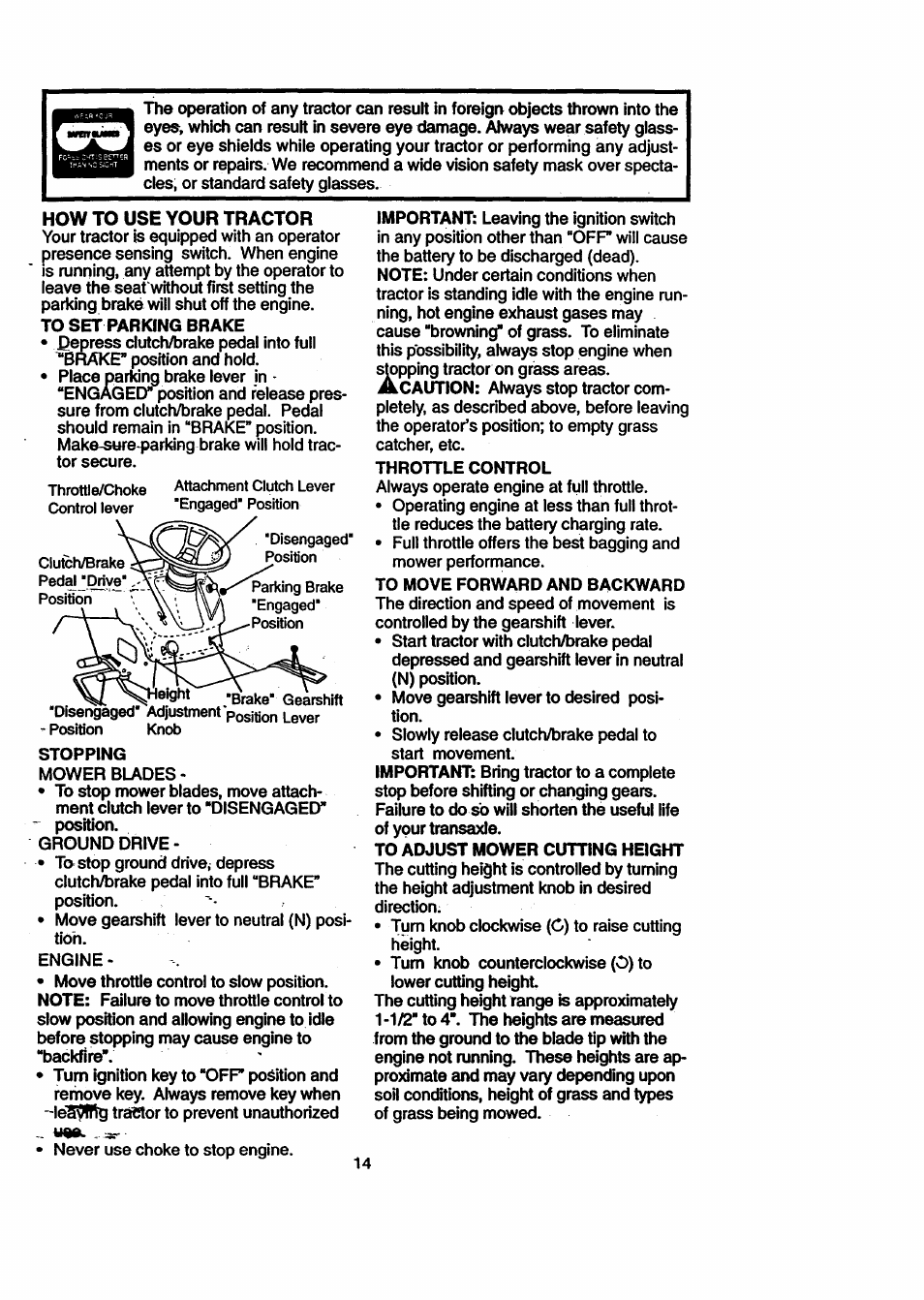 How to use your tractor | Craftsman 917.270711 User Manual | Page 14 / 64