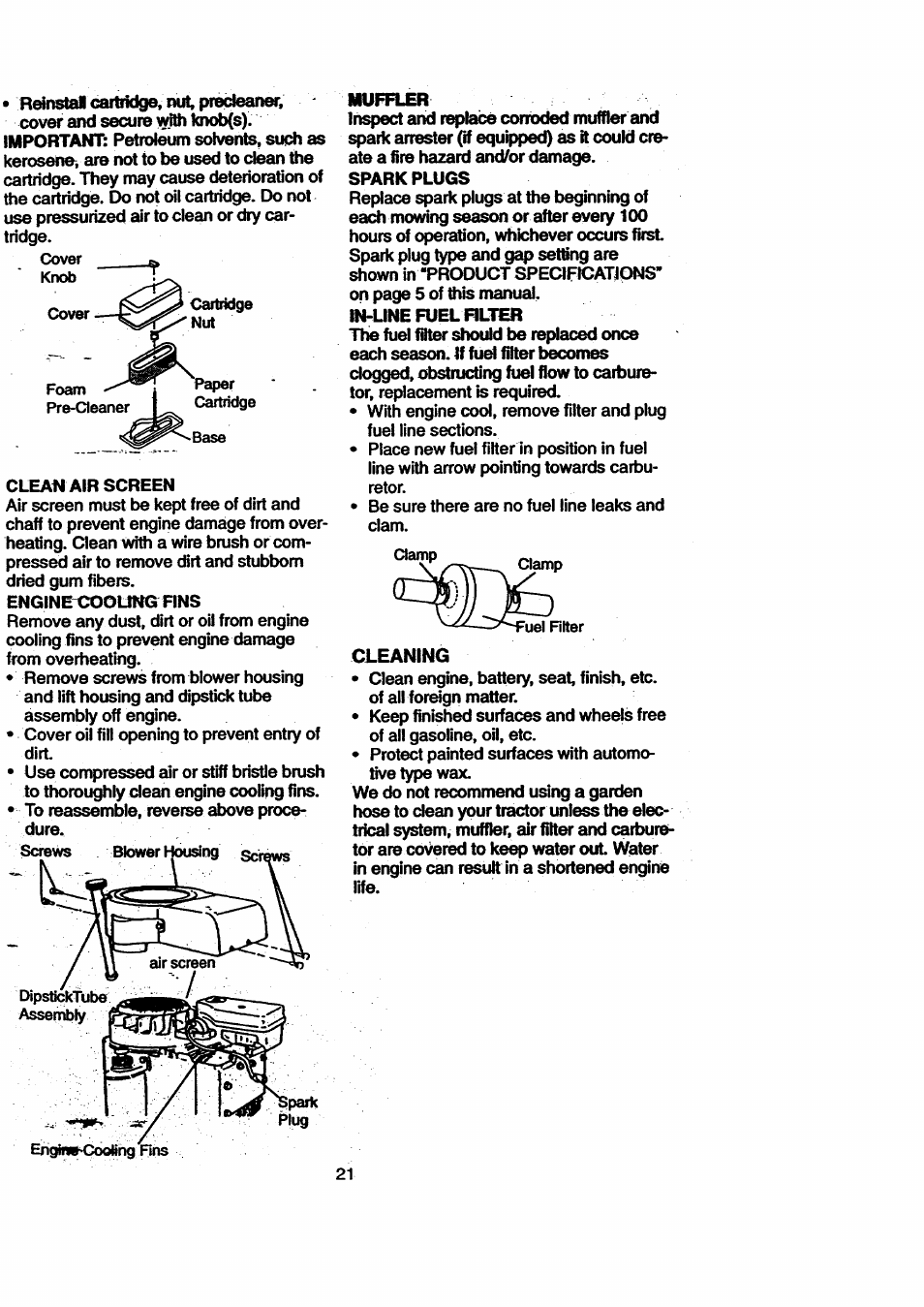 Cleaning | Craftsman 917.270711 User Manual | Page 21 / 64