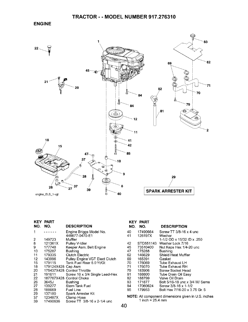 Engine | Craftsman 917.276310 User Manual | Page 40 / 56