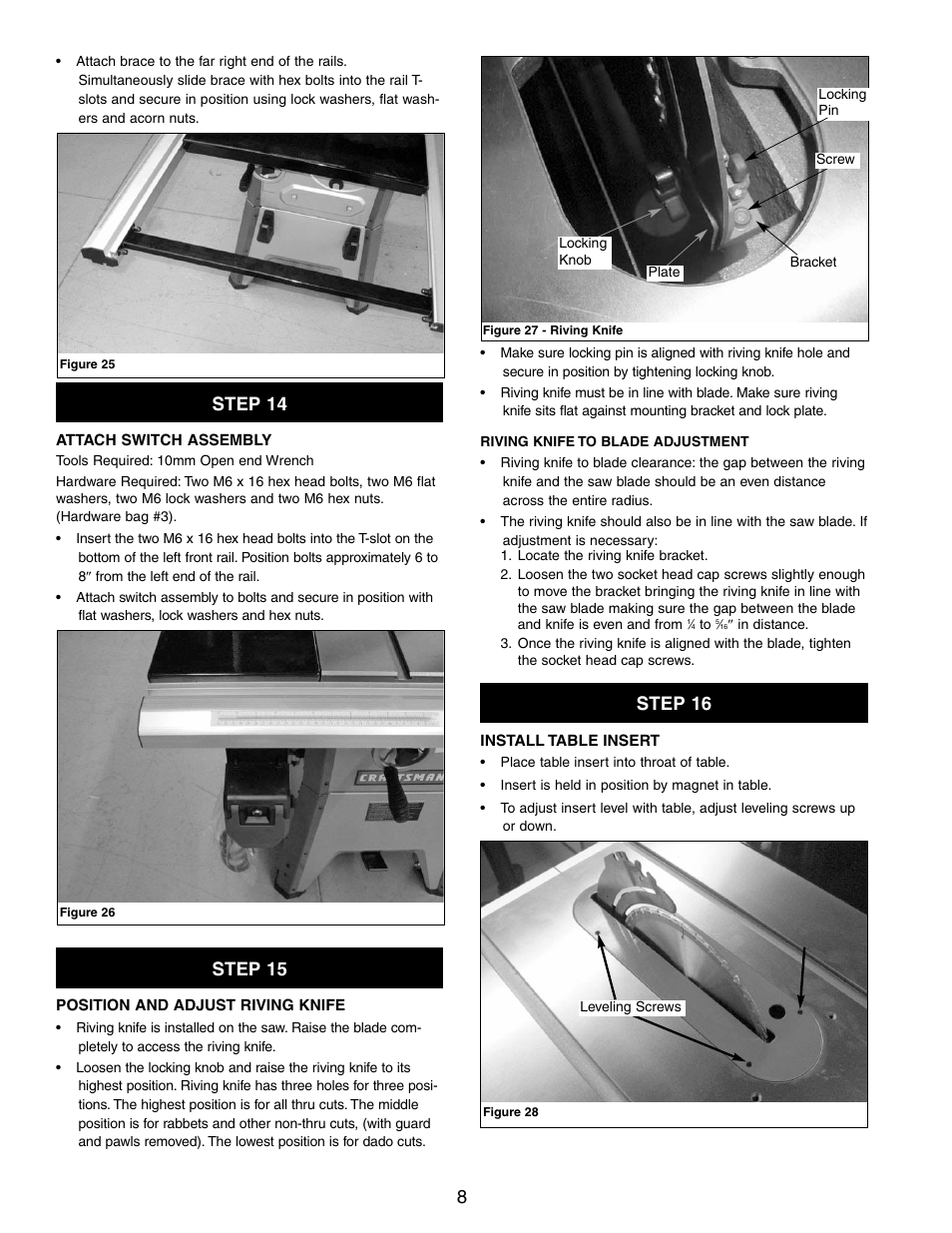 Step 14, Step 15, Step 16 | Craftsman 351.21833 User Manual | Page 8 / 12