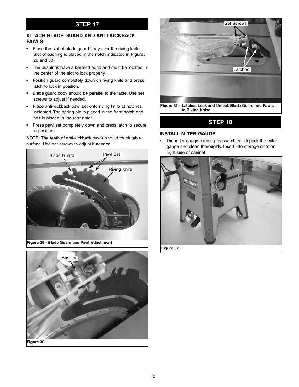 Step 17, Step 18 | Craftsman 351.21833 User Manual | Page 9 / 12