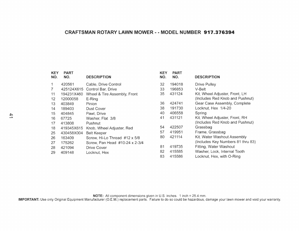 Craftsman 917.376394 User Manual | Page 41 / 48