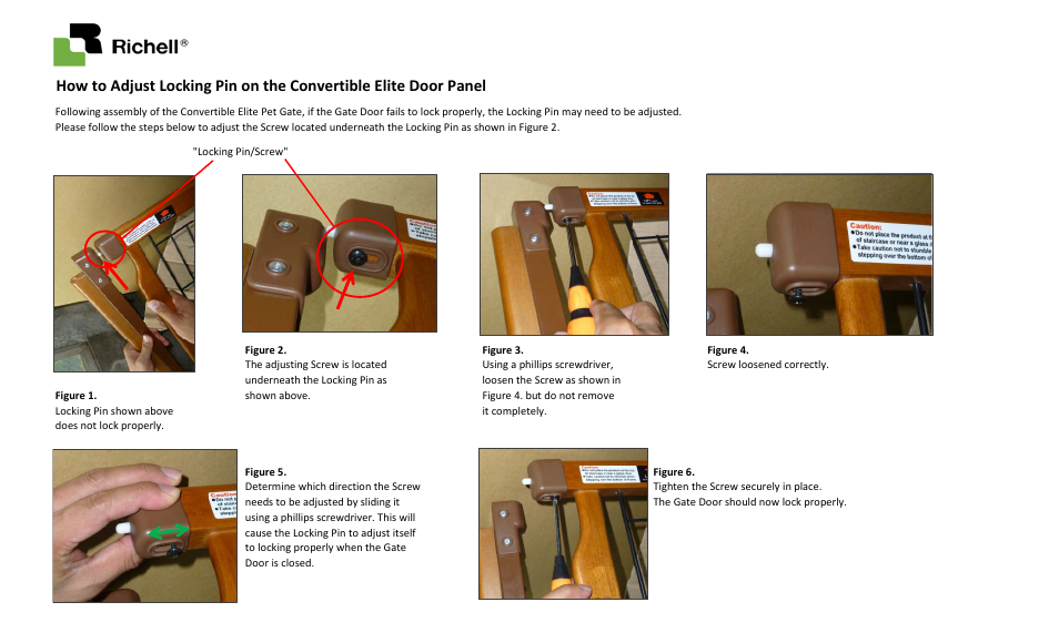 Richell How to Adjust Locking Pin on the Convertible Elite Door Panel User Manual | 1 page