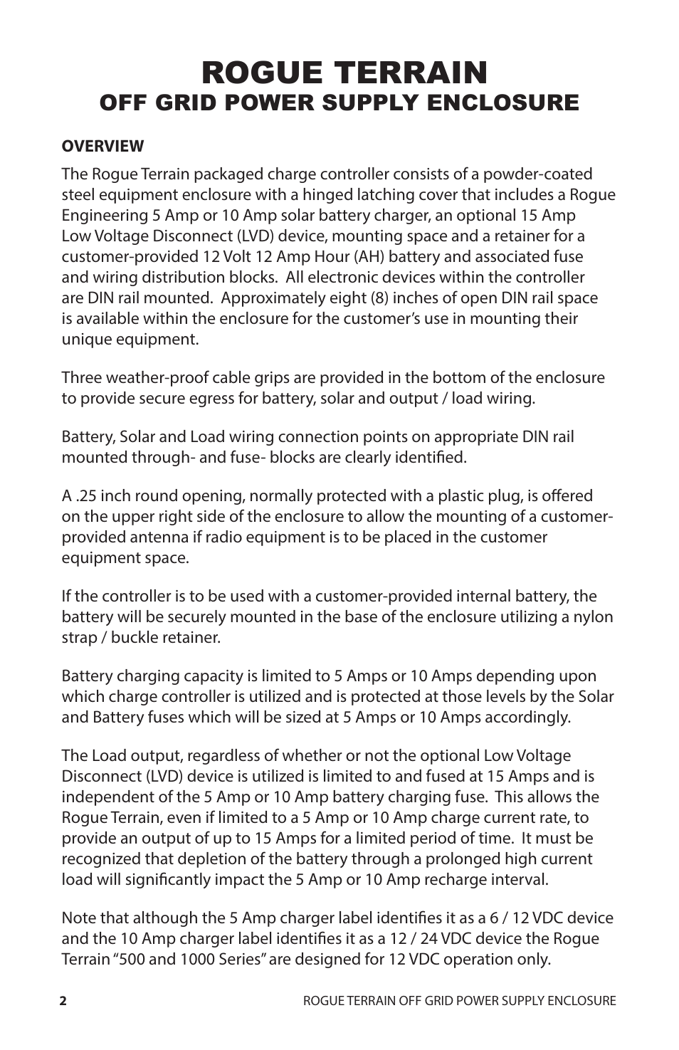Rogue terrain, Off grid power supply enclosure | Rogue Engineering ROGUE TERRAIN User Manual | Page 2 / 8