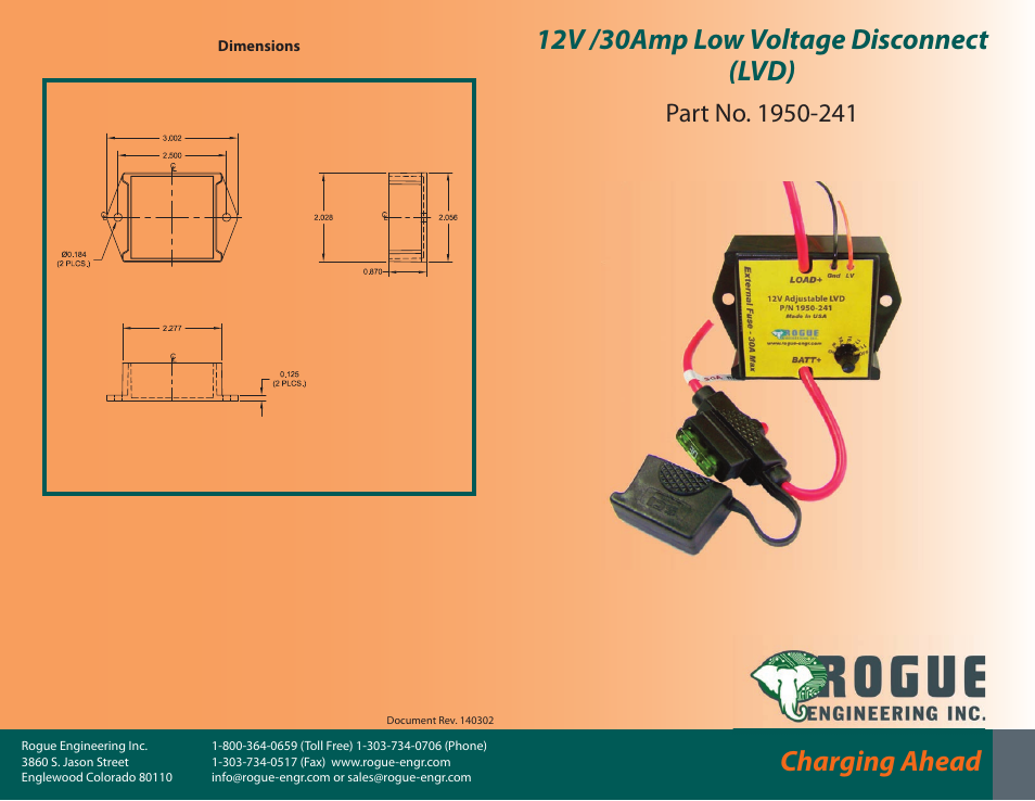Rogue Engineering 1950-241 User Manual | 2 pages
