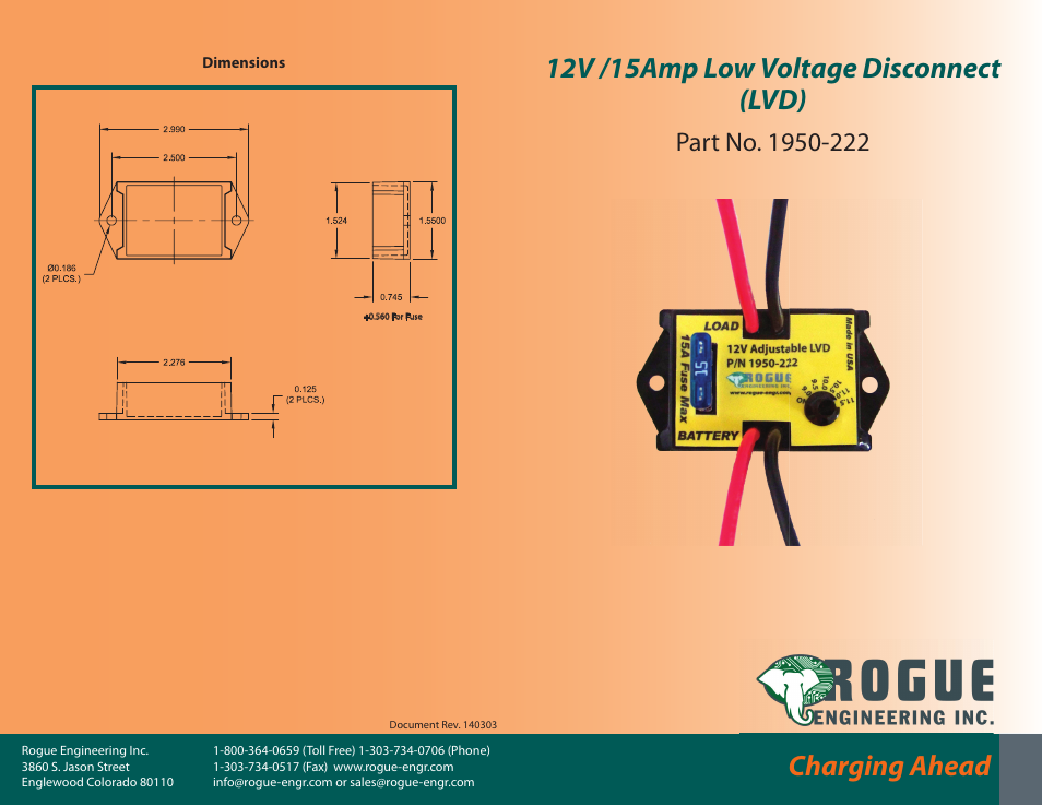 Rogue Engineering 1950-222 User Manual | 2 pages