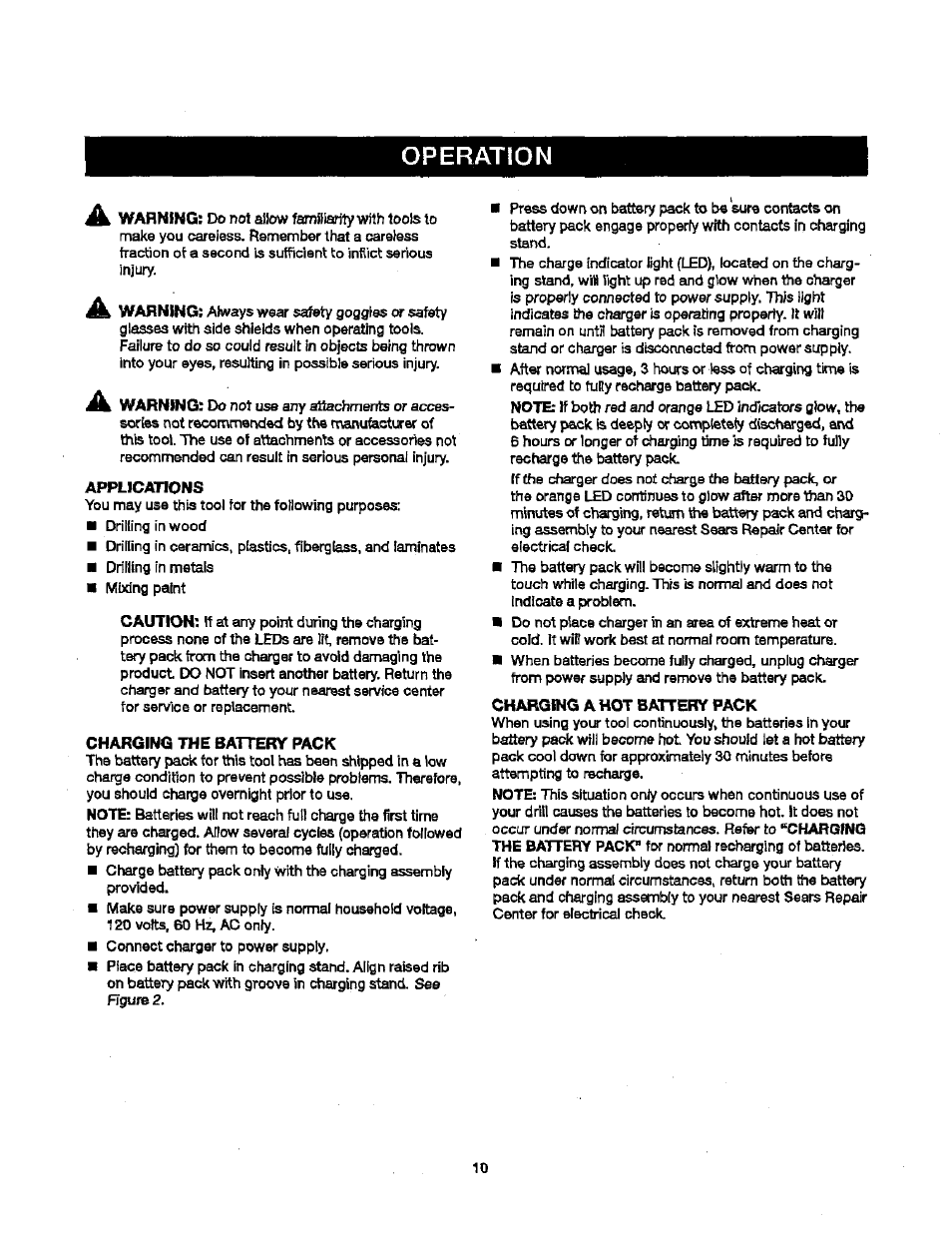 Operation | Craftsman 315.115340 User Manual | Page 10 / 20