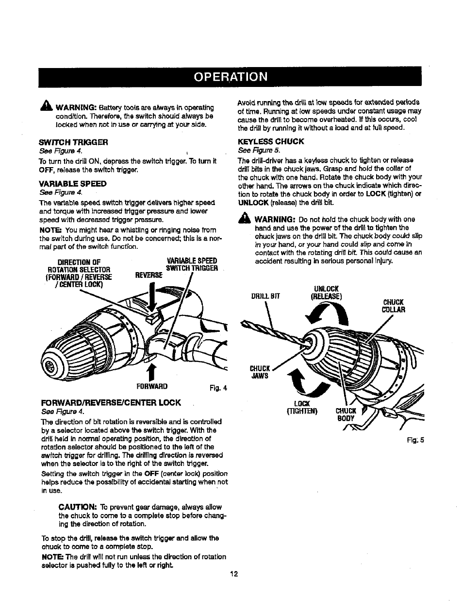 Operation | Craftsman 315.115340 User Manual | Page 12 / 20