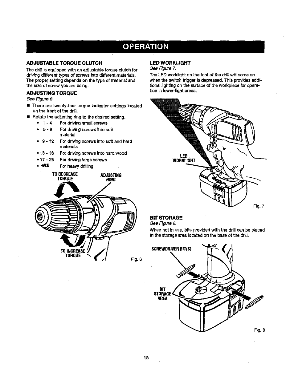 Operation | Craftsman 315.115340 User Manual | Page 13 / 20