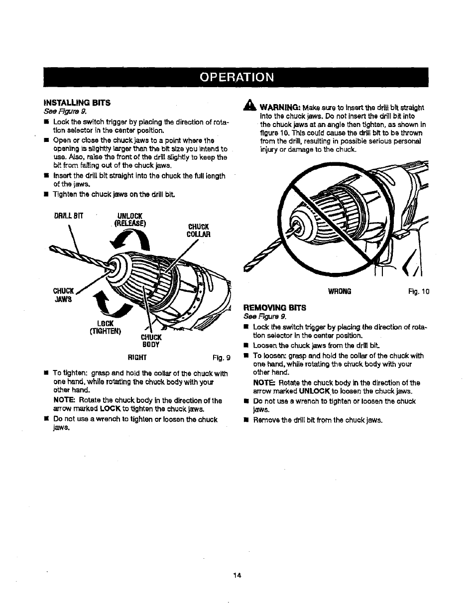 Operation | Craftsman 315.115340 User Manual | Page 14 / 20