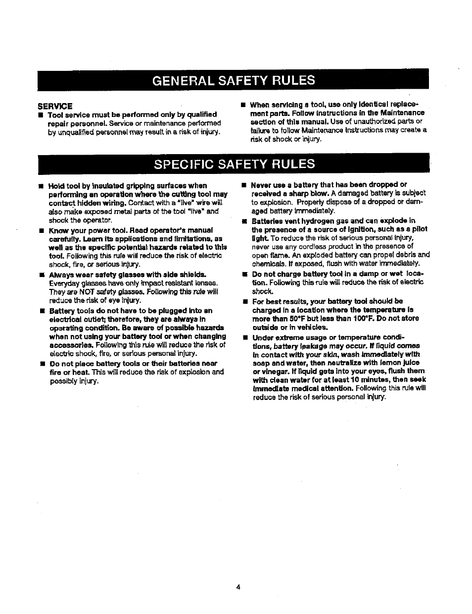 Specific safety rules, General safety rules | Craftsman 315.115340 User Manual | Page 4 / 20