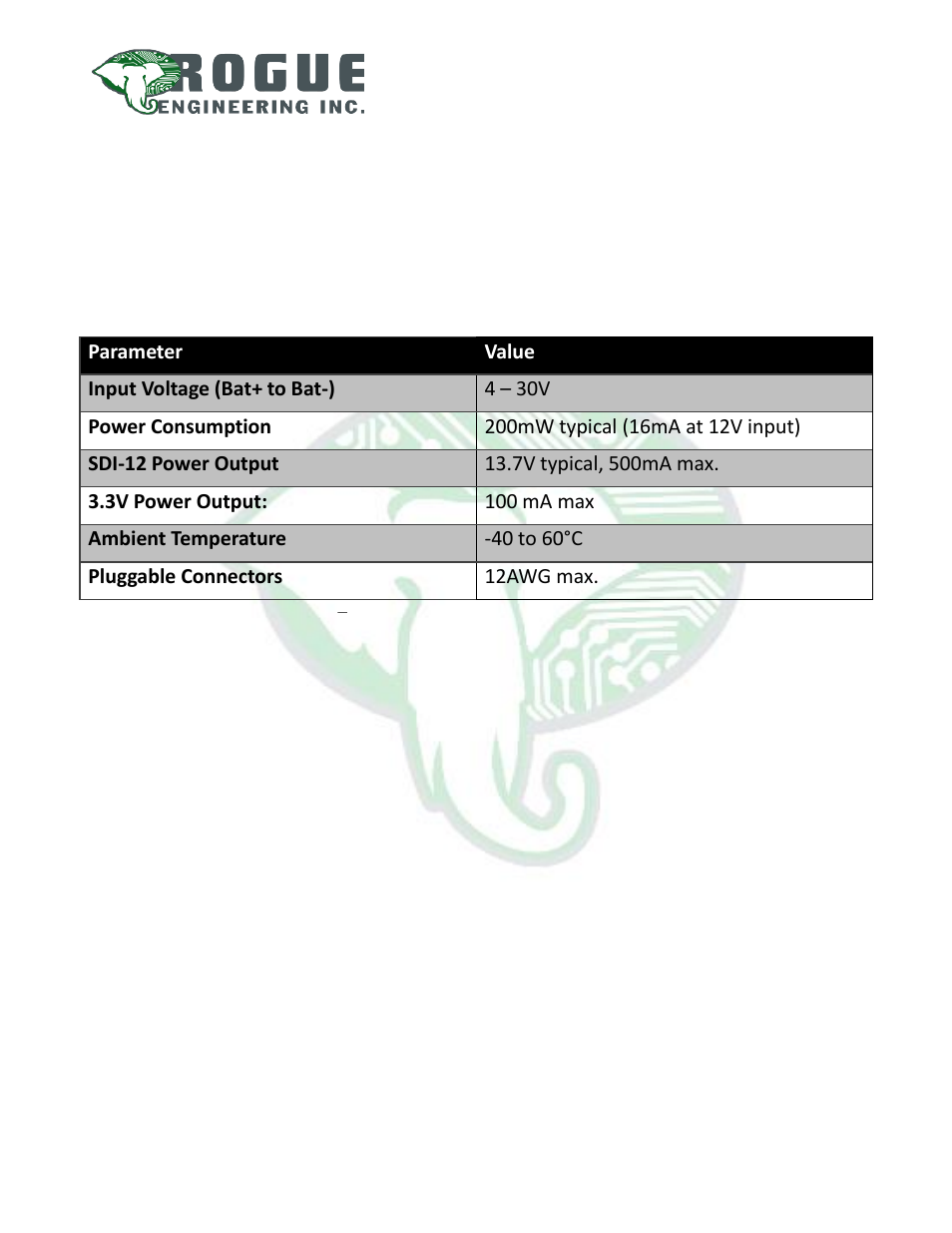 Installation, Electrical / environmental specifications | Rogue Engineering 1950-250 User Manual | Page 8 / 12