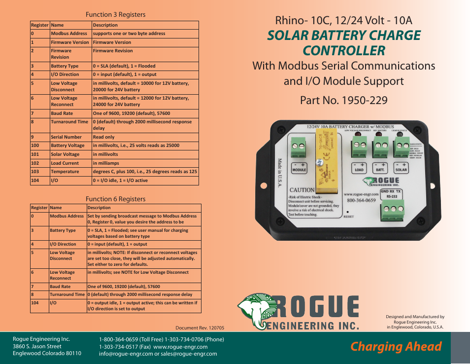 Rogue Engineering Rhino-10C User Manual | 2 pages