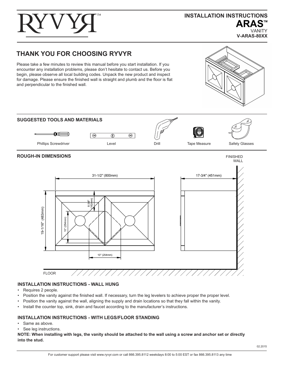 Ryvyr V-ARAS-80MDG User Manual | 2 pages