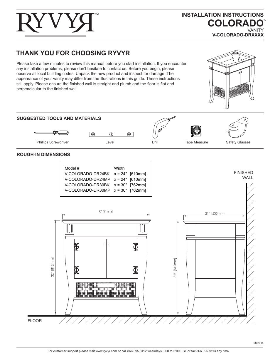 Ryvyr V-COLORADO-DR30MP User Manual | 2 pages