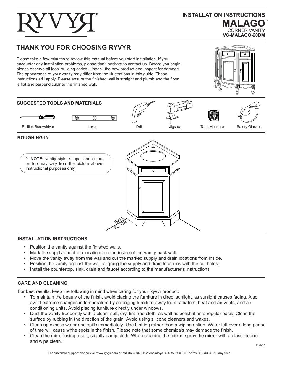 Ryvyr VC-MALAGO-20DM User Manual | 1 page