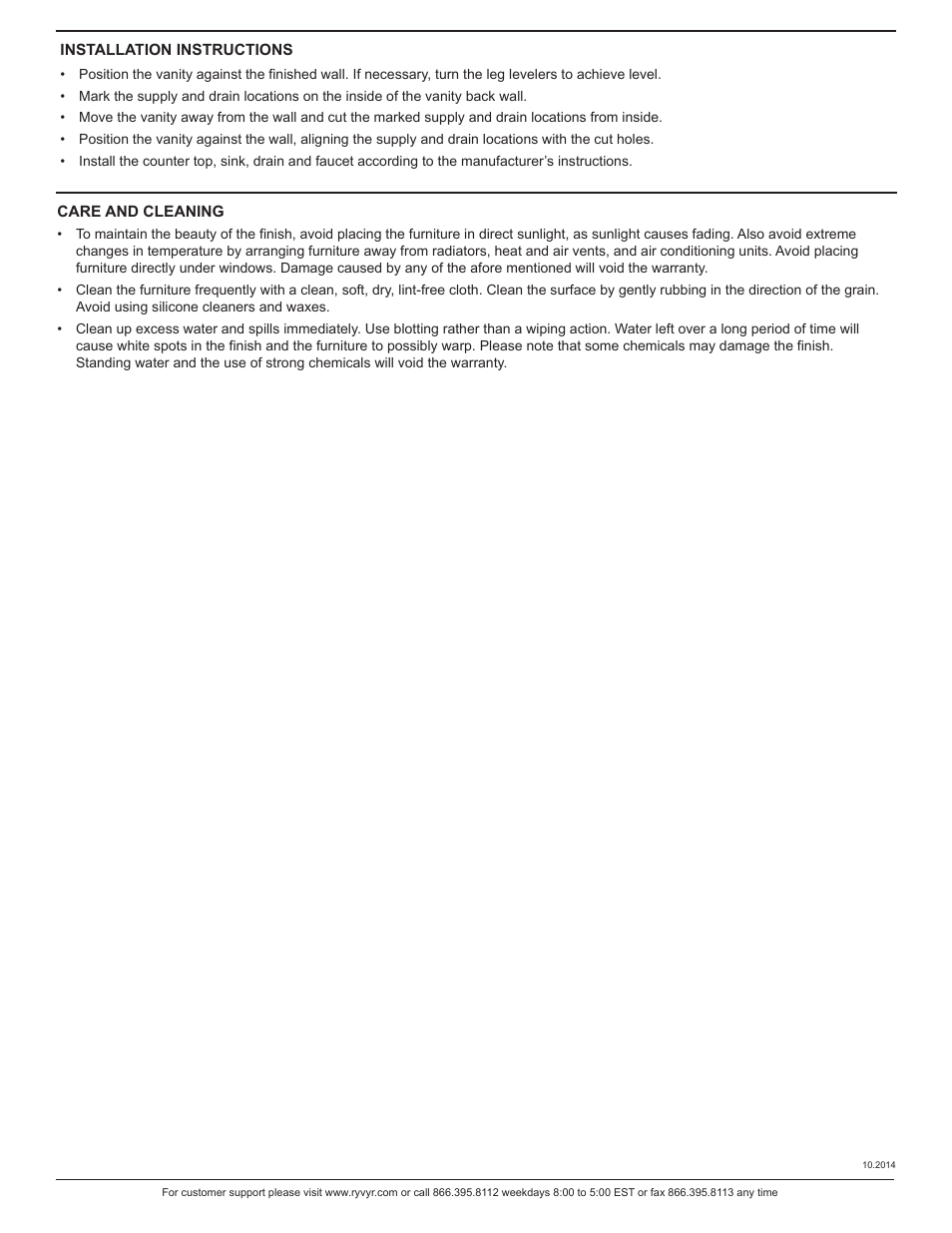 Ryvyr V-MANHATTAN-36WT User Manual | Page 2 / 2