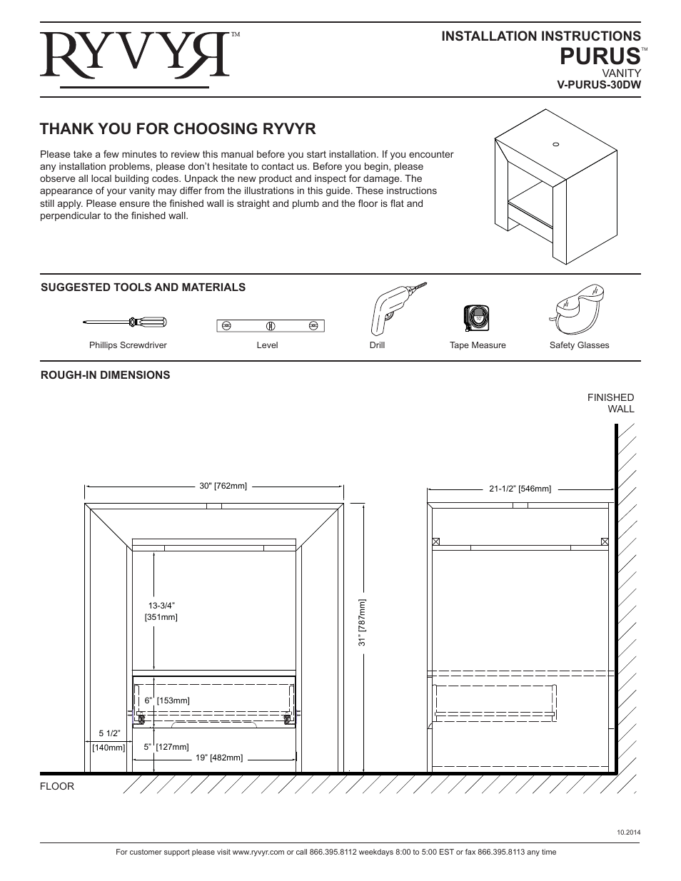 Ryvyr V-PURUS-30DW User Manual | 2 pages