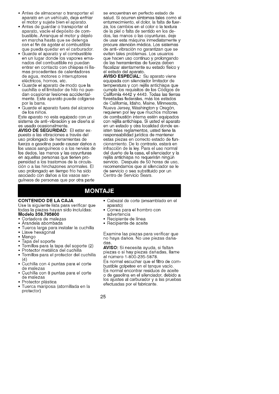 Montaje | Craftsman 358.795800 User Manual | Page 23 / 39