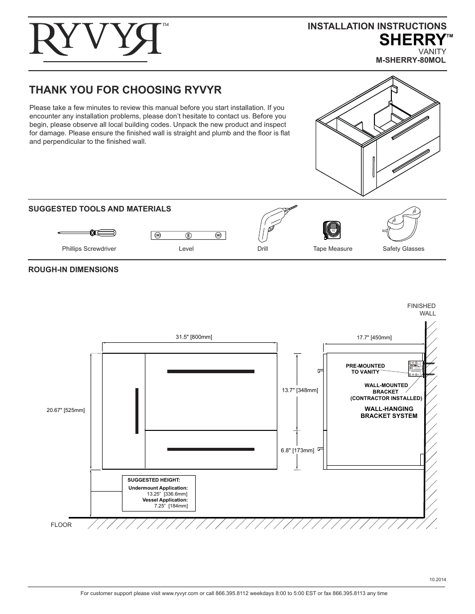 Ryvyr V-SHERRY-80OL User Manual | 4 pages
