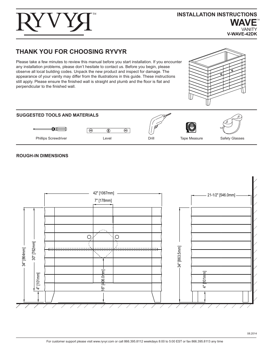 Ryvyr V-WAVE-42DE User Manual | 2 pages