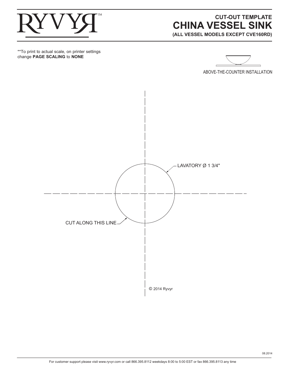 China vessel sink | Ryvyr CVE190RD User Manual | Page 2 / 2