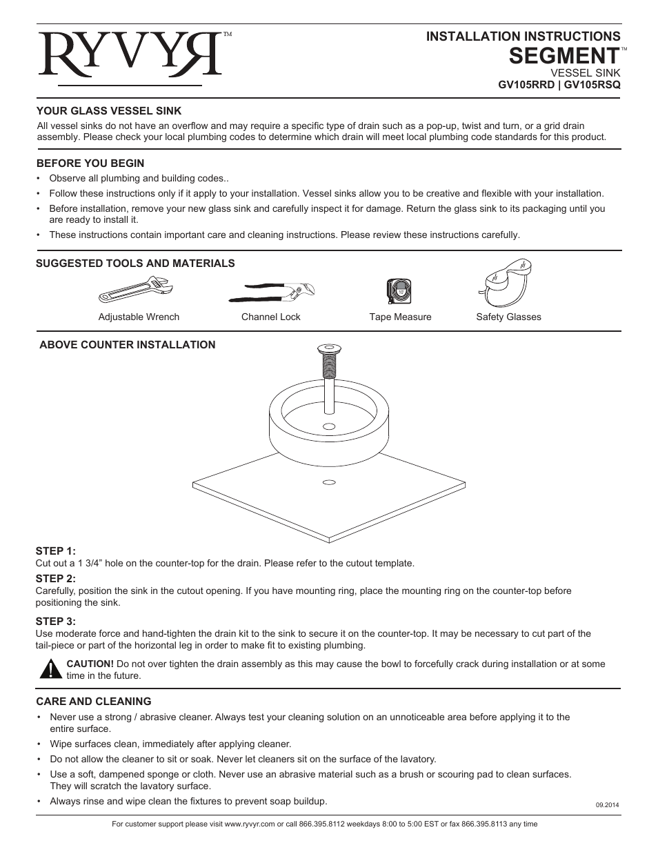 Ryvyr GV105RSQ User Manual | 2 pages