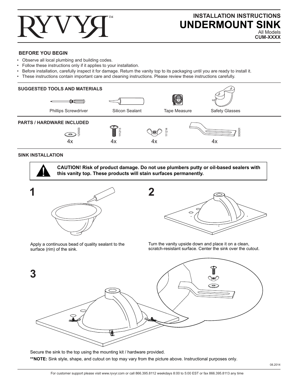 Ryvyr CUM198RWT User Manual | 2 pages