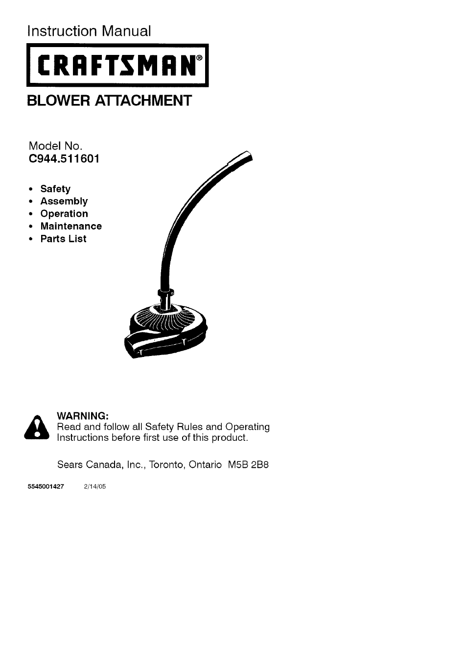 Craftsman C944.511601 User Manual | 8 pages