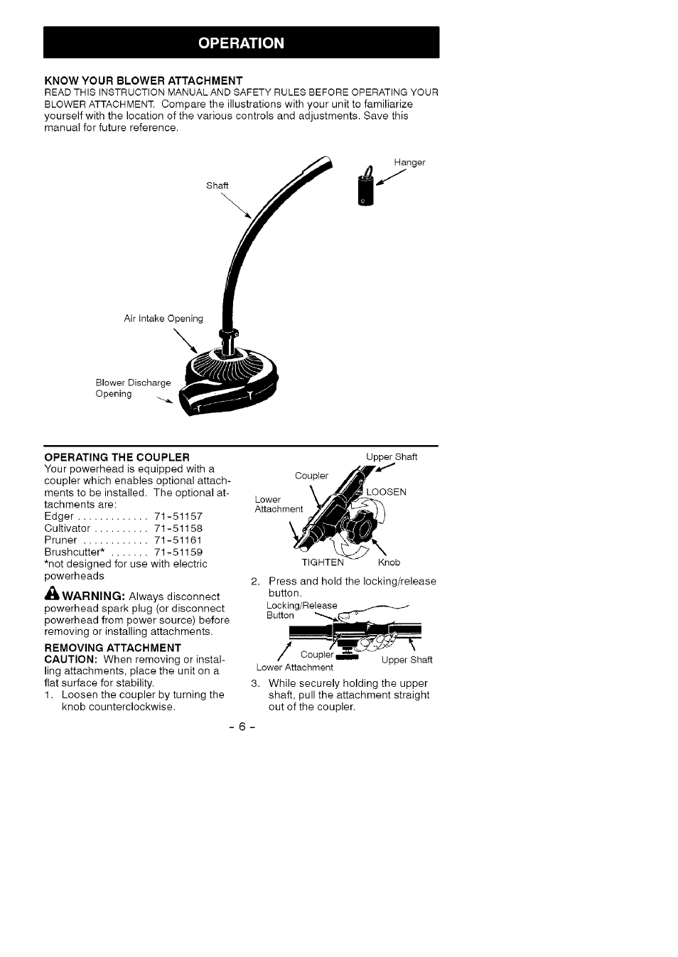 Operation | Craftsman C944.511601 User Manual | Page 6 / 8