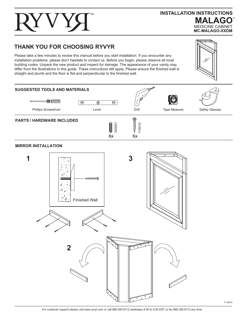 Ryvyr MC-MALAGO-24DM User Manual | 2 pages