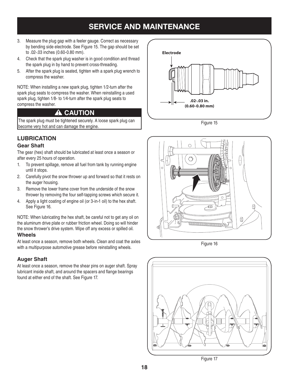 Service and maintenance, Caution | Craftsman 247.8897 User Manual | Page 18 / 68