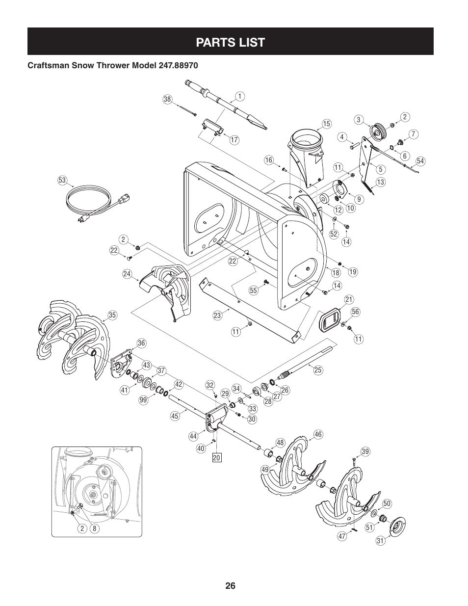 Parts list | Craftsman 247.8897 User Manual | Page 26 / 68