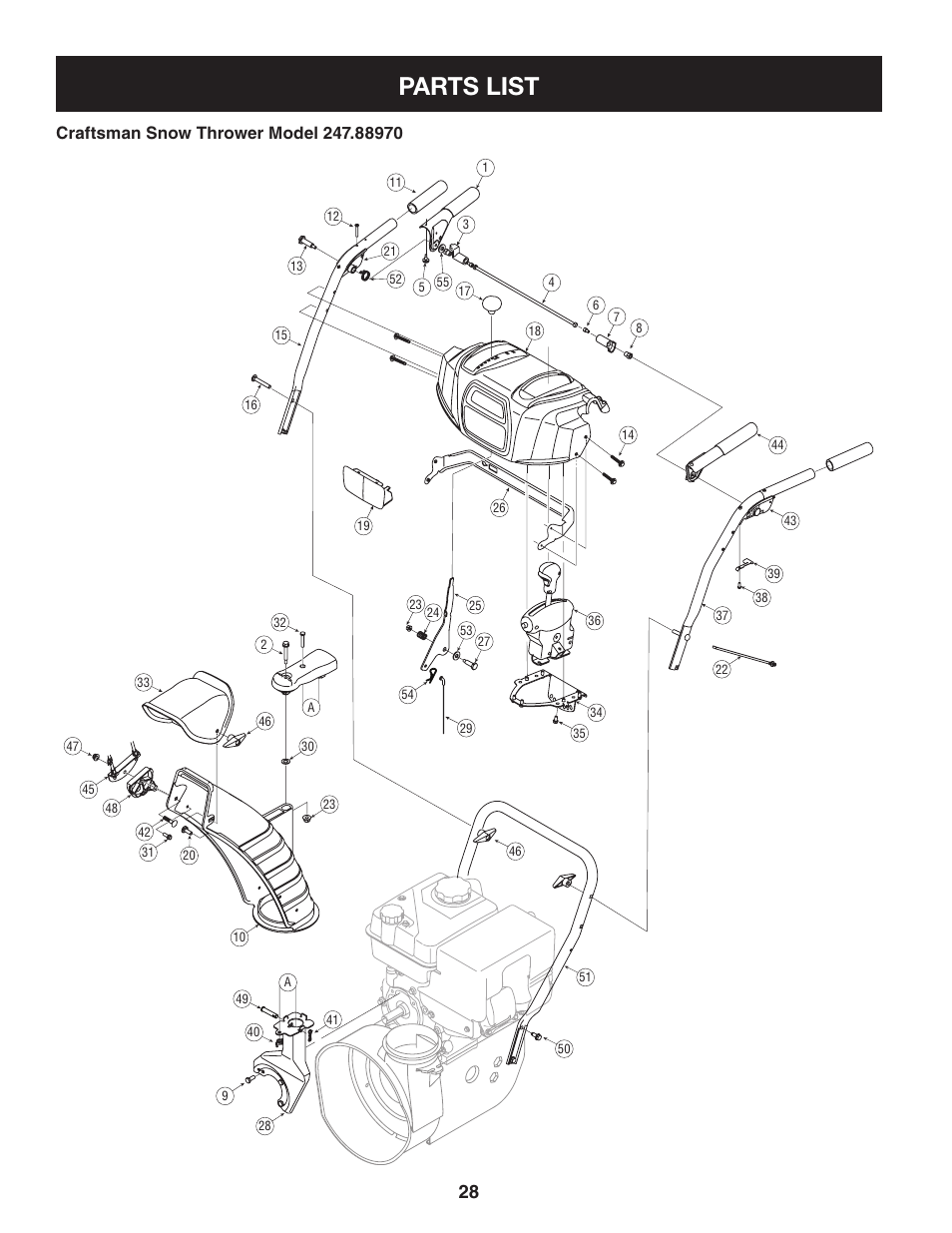 Parts list | Craftsman 247.8897 User Manual | Page 28 / 68