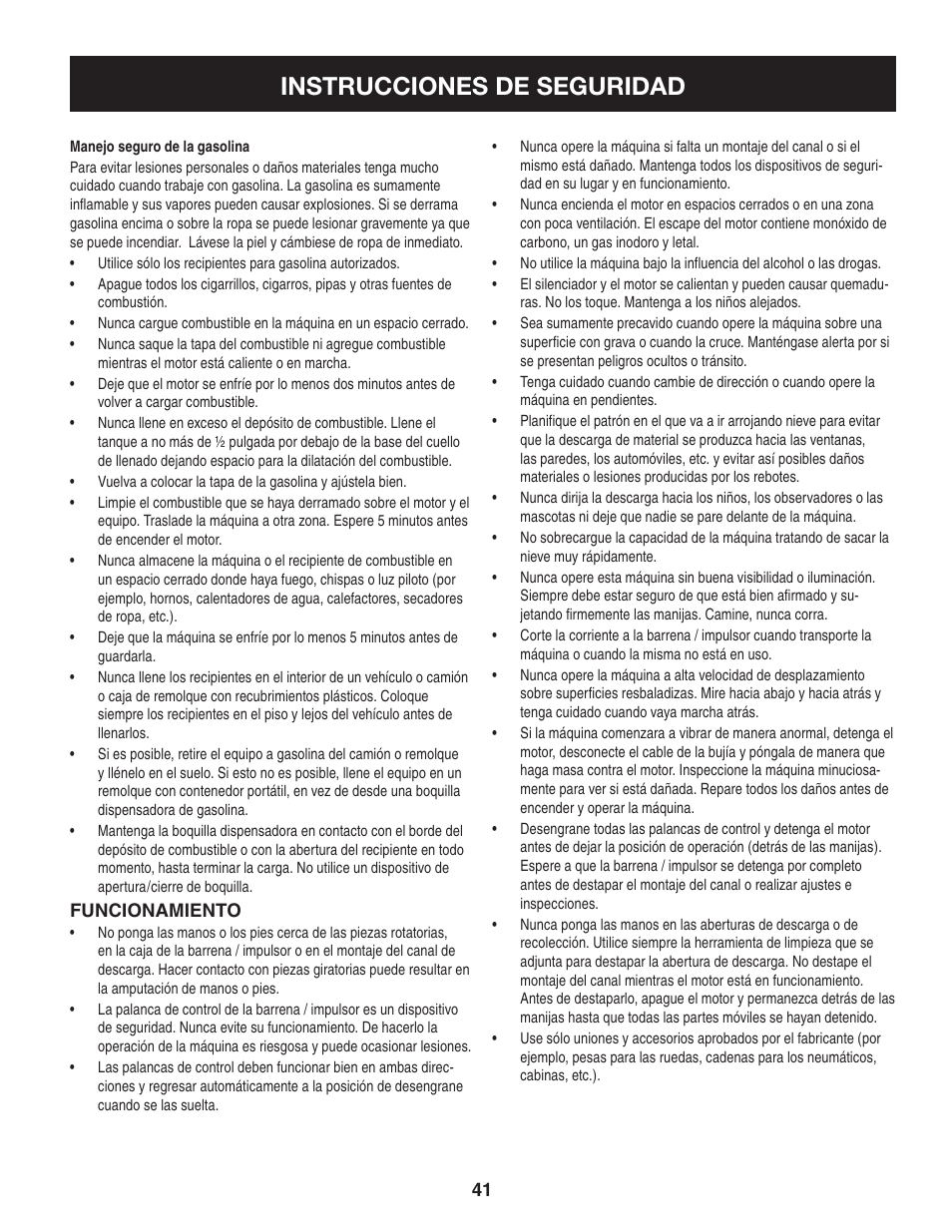 Instrucciones de seguridad | Craftsman 247.8897 User Manual | Page 41 / 68