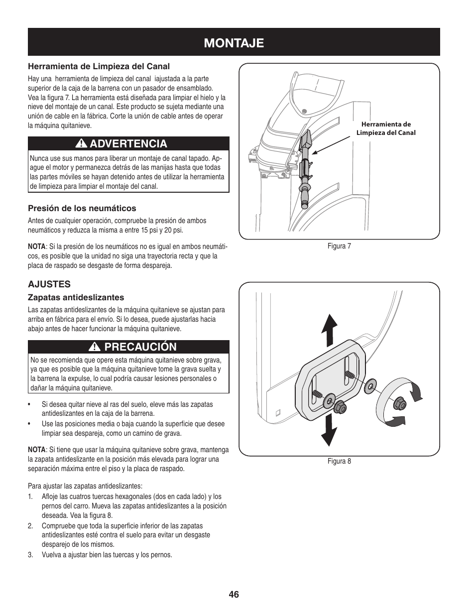 Montaje, Advertencia, Precaución | Craftsman 247.8897 User Manual | Page 46 / 68