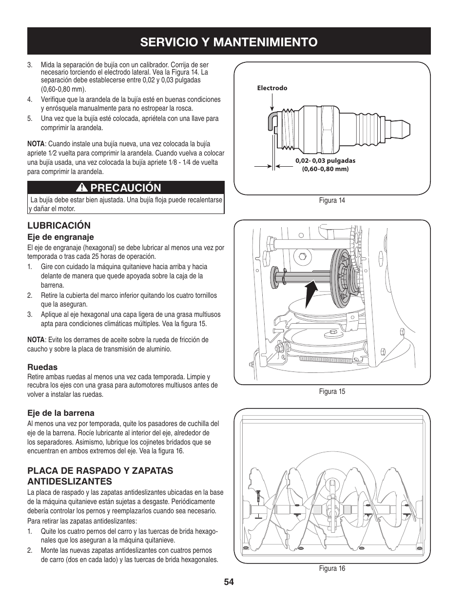 Servicio y mantenimiento, Precaución | Craftsman 247.8897 User Manual | Page 54 / 68