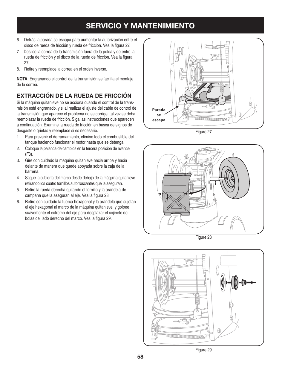 Servicio y mantenimiento | Craftsman 247.8897 User Manual | Page 58 / 68