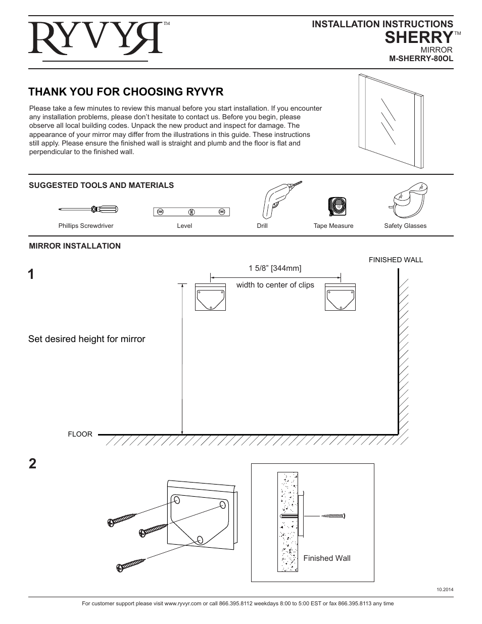 Ryvyr M-SHERRY-80MOL User Manual | 2 pages