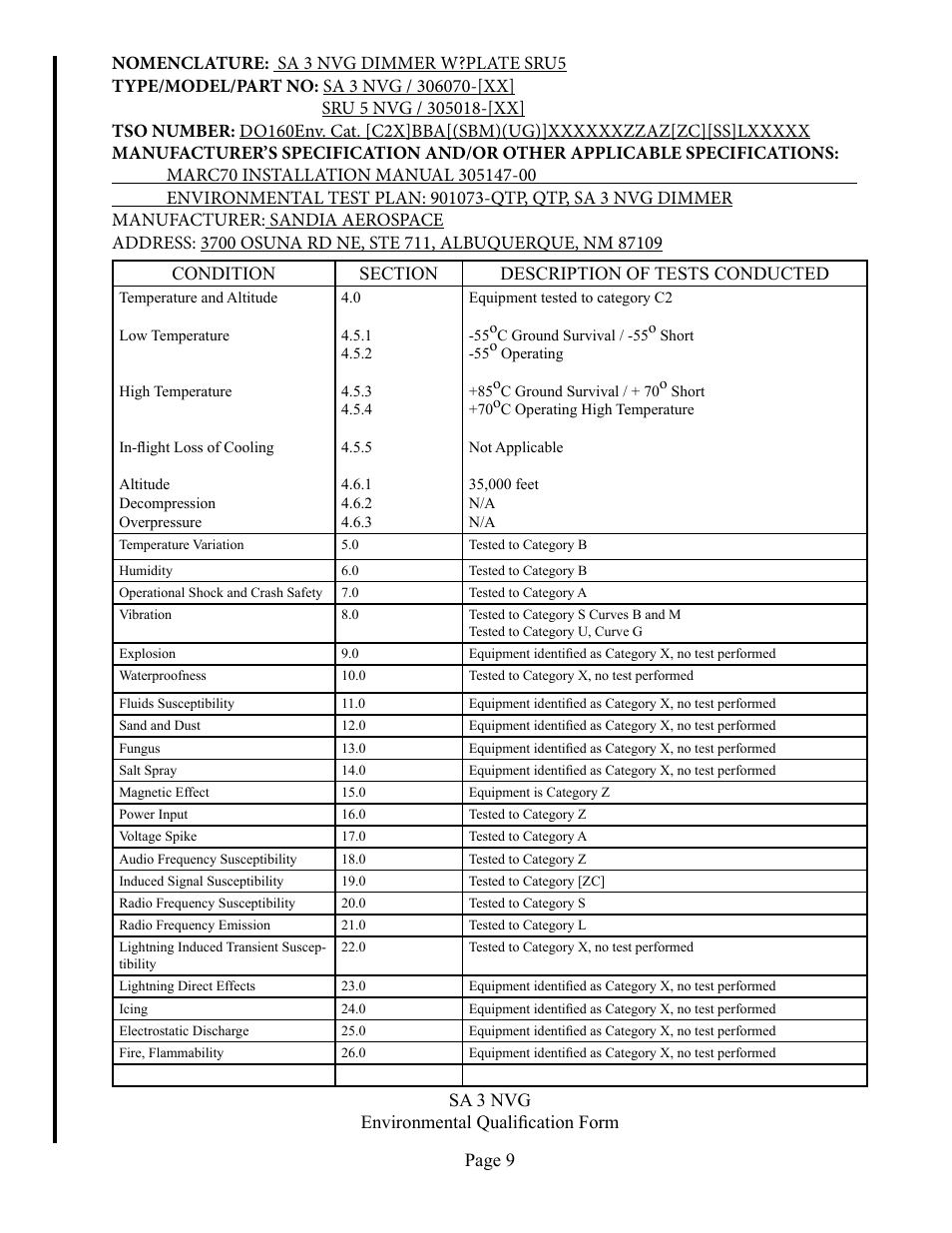 Sandia Aerospace SA 3NVG User Manual | Page 10 / 29