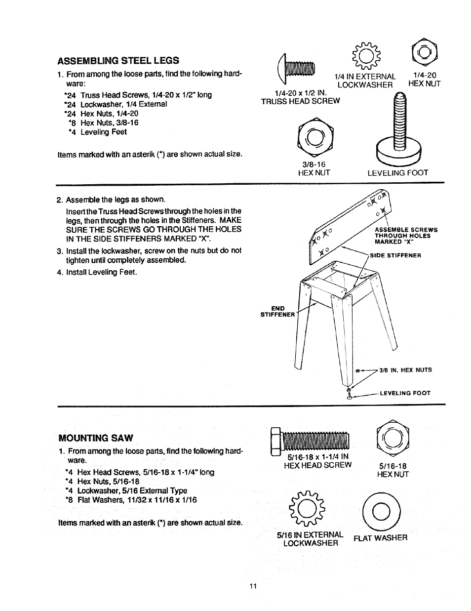 Assembling steel legs, Ebmhi c | Craftsman 113.298761 User Manual | Page 11 / 56