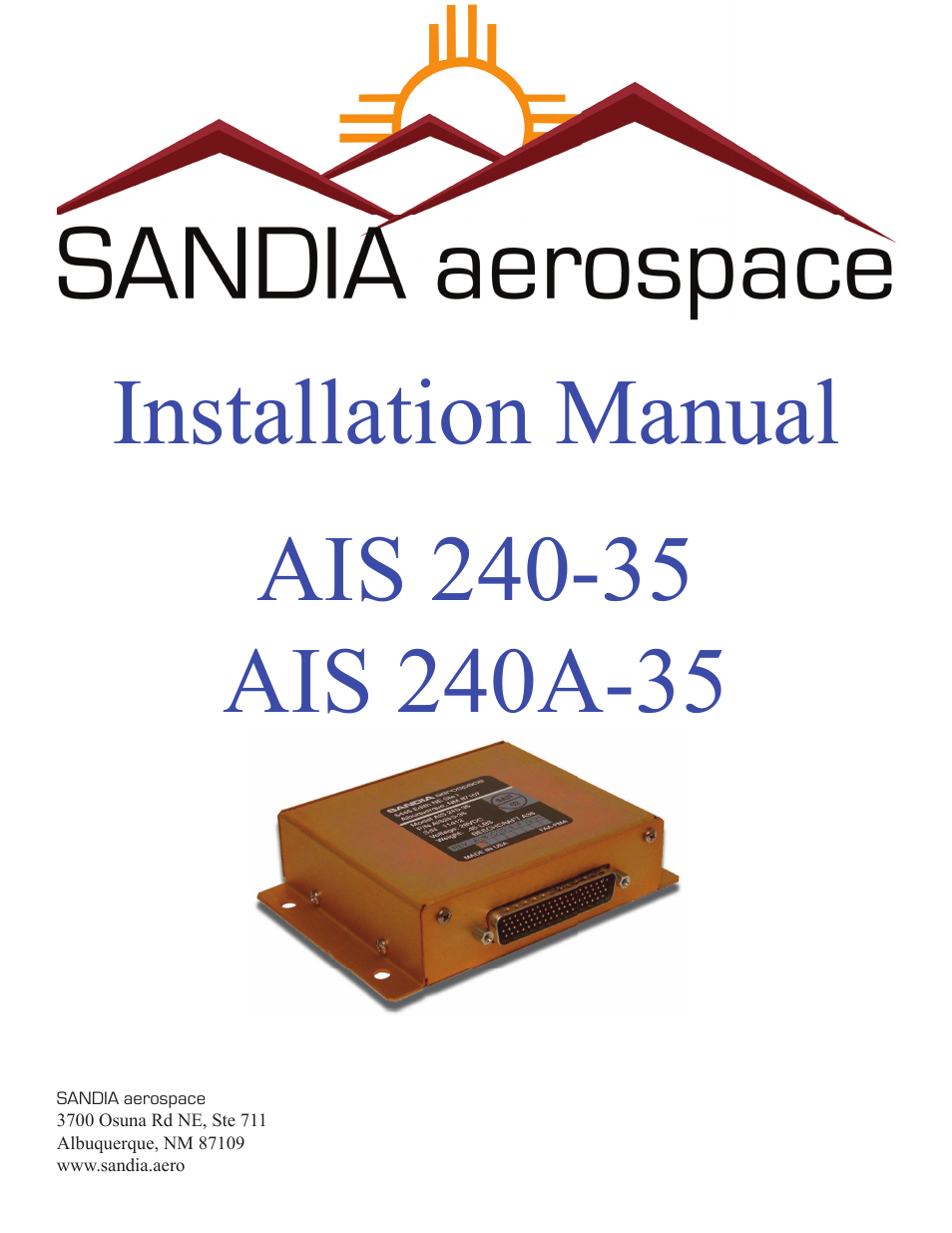 Sandia Aerospace AIS240A-35 User Manual | 8 pages