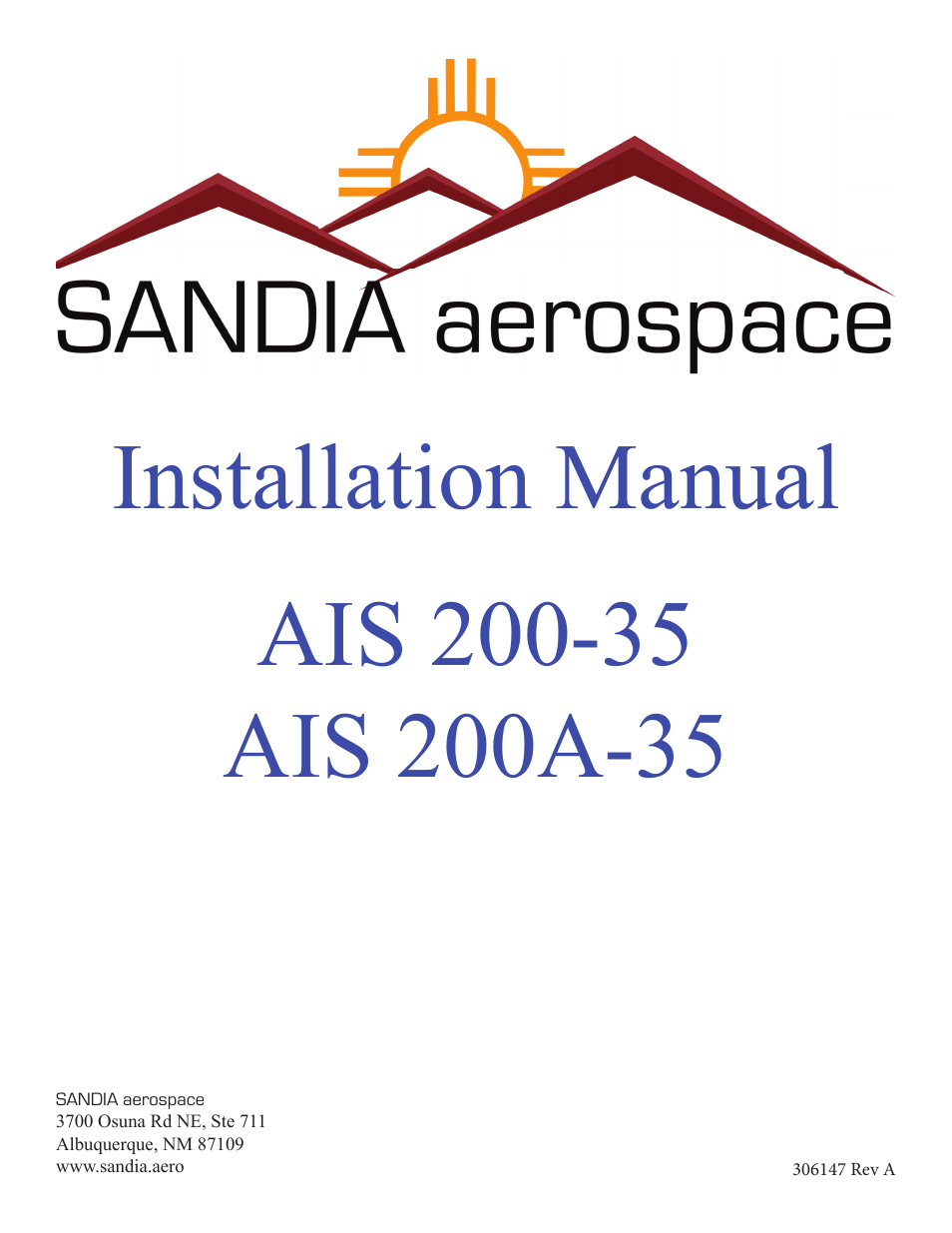 Sandia Aerospace AIS200A-35 User Manual | 8 pages