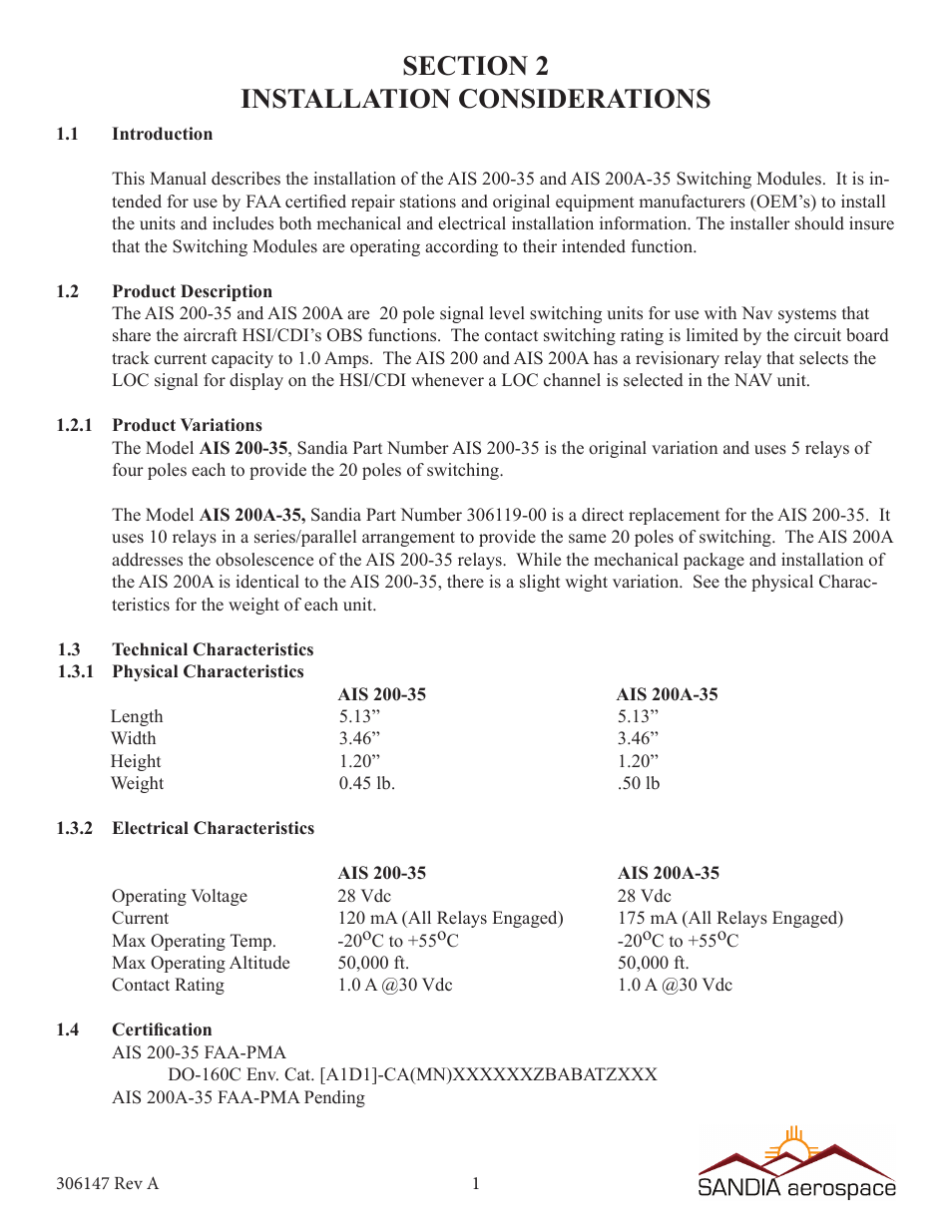 Sandia Aerospace AIS200A-35 User Manual | Page 4 / 8